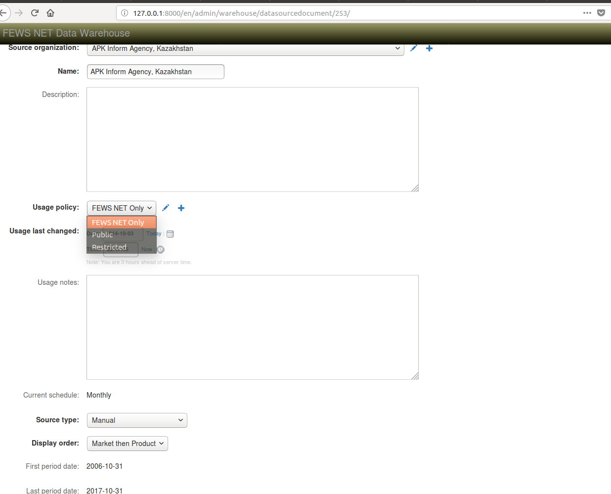 Datasource usage policy