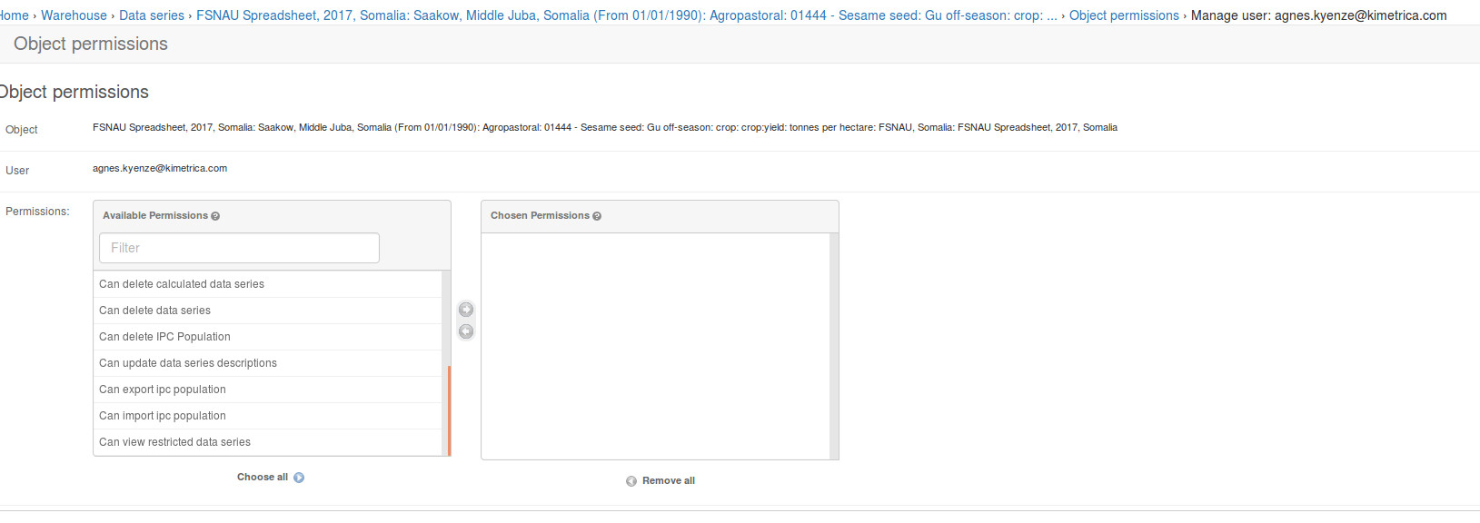 Select object permissions
